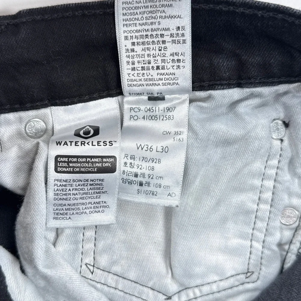 Levis Mens 511 Slim Fit Jeans 36x30 Black Stretch Denim Minimalist Streetwear
